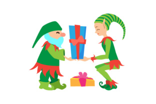 Elfs with Presents for Christmas Design