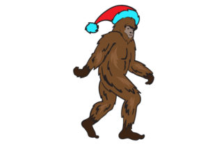 Sasquatch Wearing a Santa Hat for Christmas Crafts