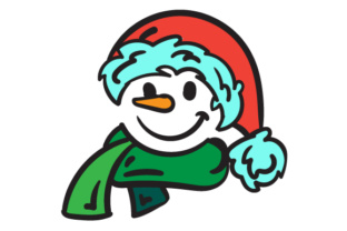 Snowman Face with Christmas Hat