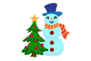 Snowman with Christmas Tree