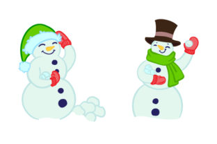 Snowmen Having a Snowball Fight