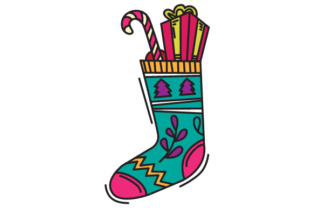 Stuffed Christmas Sock: A Festive Graphic Design Asset